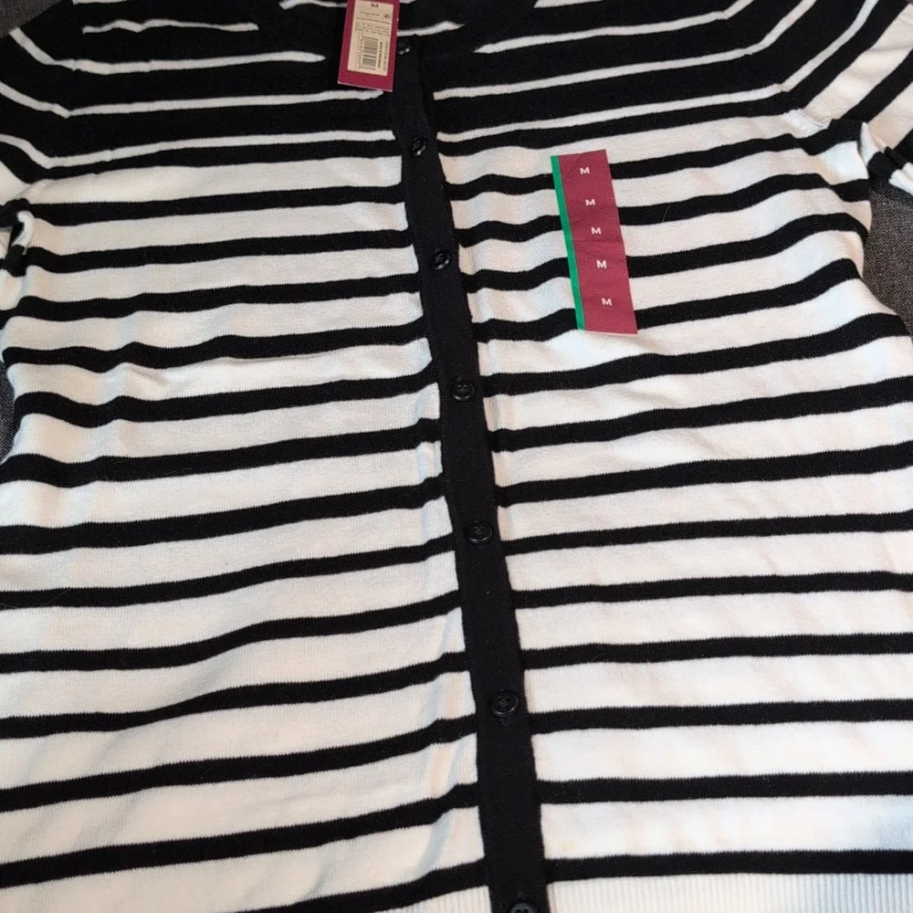 Merona Black and White Striped Cardigan - Picture 3 of 4